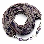 Платки: Косынка с браслетом Шёлковая (№2260-34-43) Тёмно-фиолетовая