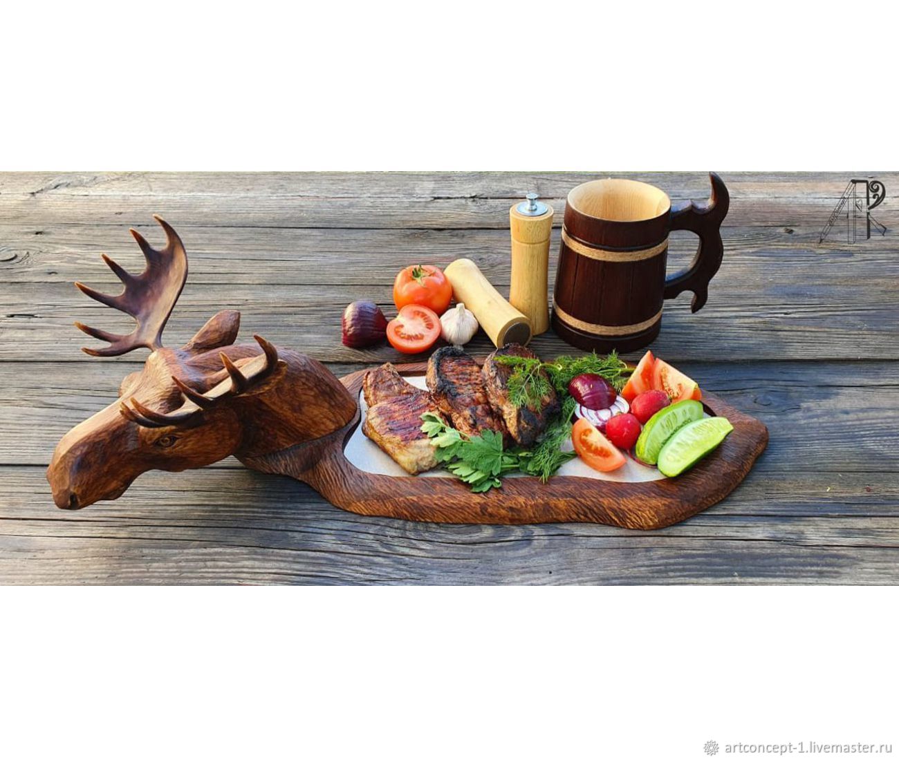 Wooden Board for serving steak Elk dish for serving barbecue, Cutting Boards, Ryazan,  Фото №1