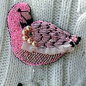 Украшения handmade. Livemaster - original item Flamingo Pink Brooch on a Bead Pin handmade. Handmade.