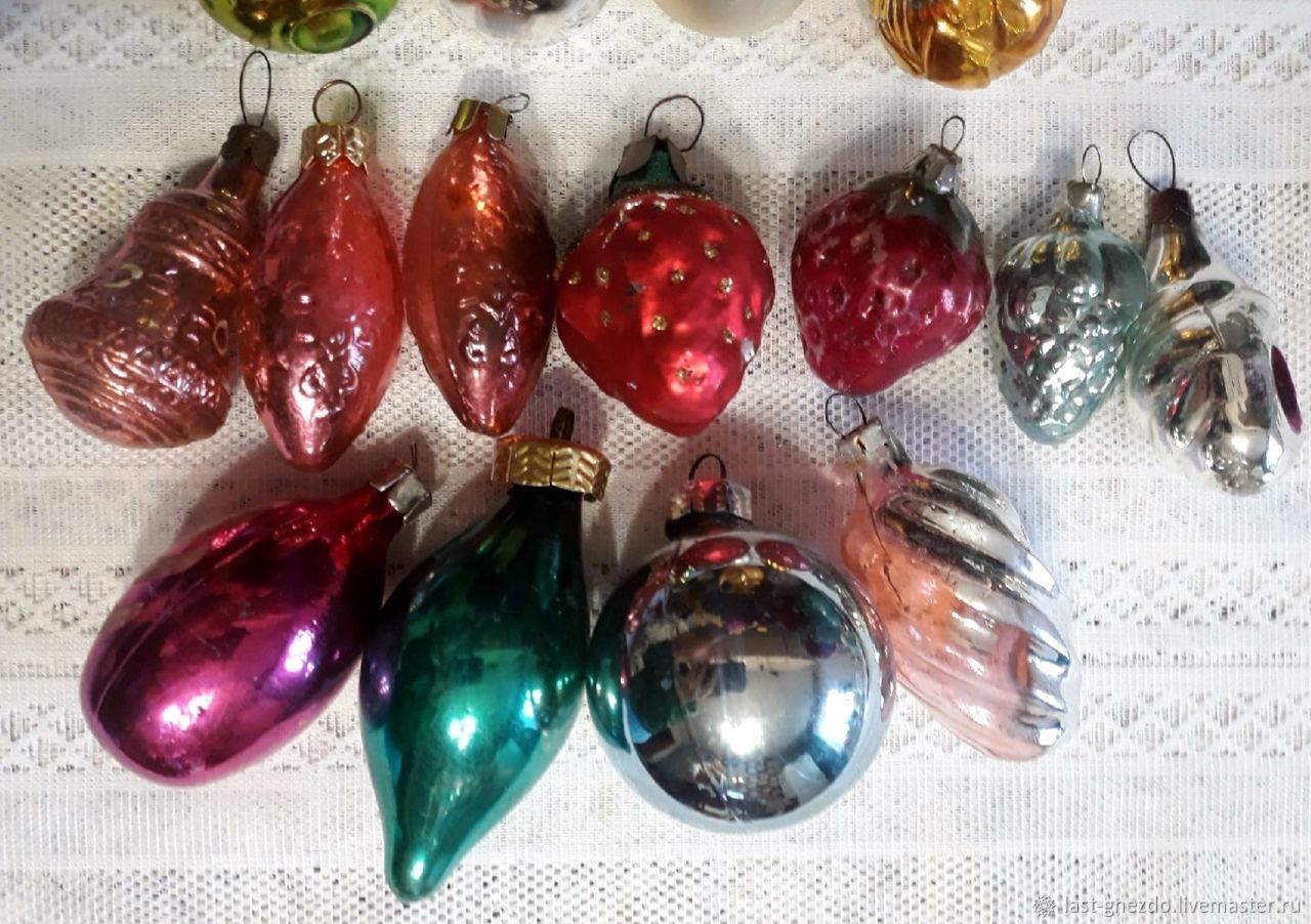 Винтаж: Ёлочные стеклянные игрушки "Праздник 6" 15 шт купить в интернет ...