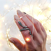 Серебряное кольцо с метеоритом "Осколок Галактики"