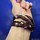Bracelet wrapped leather Fireflies. Bead bracelet. Tatiana (Leather bracelets). My Livemaster. Фото №6