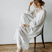 Одежда handmade. Livemaster - original item Nightgown made of silk cambric Be Free white long. Handmade.
