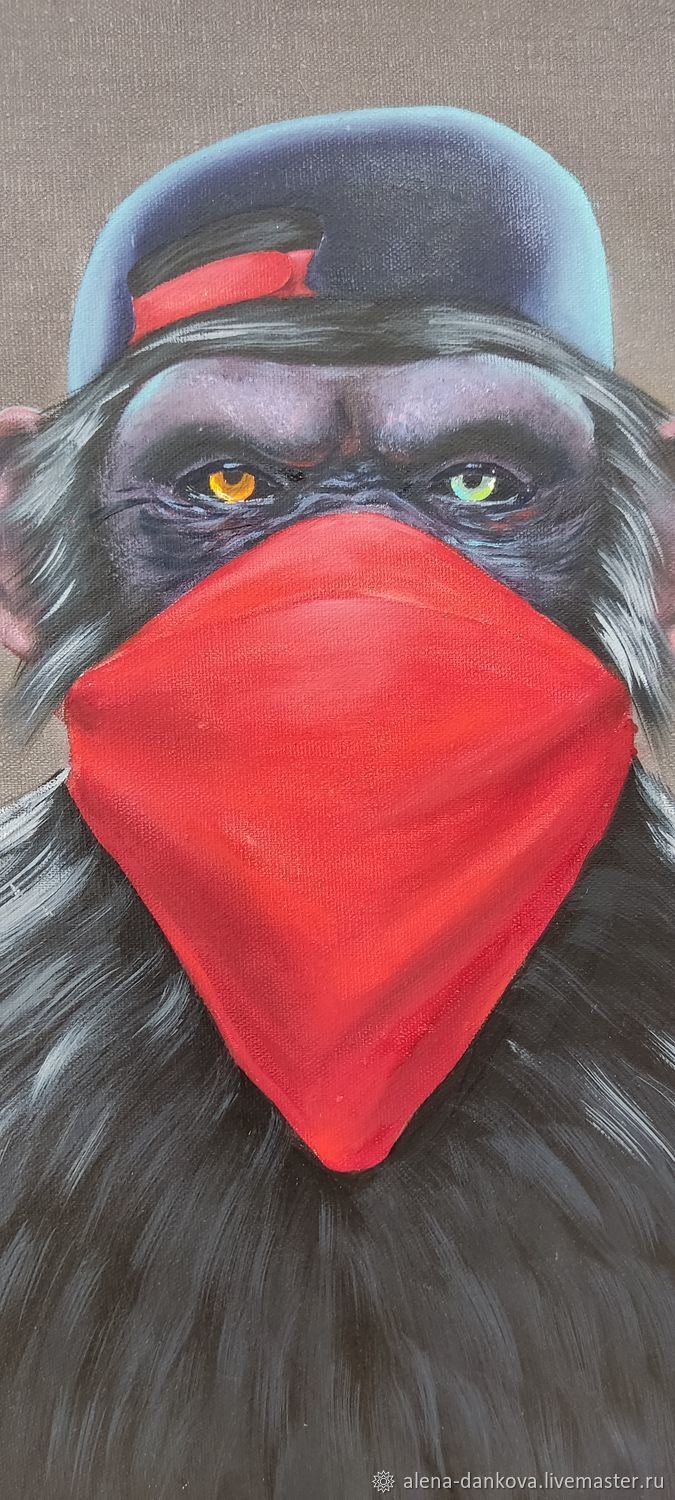 Картина маслом на холсте Три обезьяны в интернет-магазине Ярмарка ...