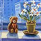 E. Shvedova. The author's oil painting `Spring on the windowsill`
