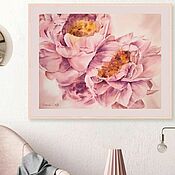 Картины и панно handmade. Livemaster - original item Painting peonies pink flowers bouquet in Moscow and St. Petersburg. Handmade.