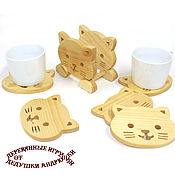 Для дома и интерьера handmade. Livemaster - original item A set of coasters under hot: Funny kittens. Handmade.