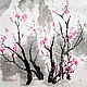 Картина в японском стиле Цветущая сакура(акварель весна цветы розовый. Картины. Анна Энгардо китайская живопись. Интернет-магазин Ярмарка Мастеров.  Фото №2