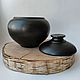 Pot ceramic with lid. Black pottery, Pot, Vologda,  Фото №1