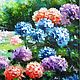 Palette knife oil painting on canvas. Flower painting. Hydrangea art, Pictures, Petrozavodsk,  Фото №1