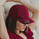 Бейсболка из бордового льна БУЗИНА с вышивкой Женская кепка с бусинами, Бейсболки, Москва,  Фото №1