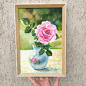 Картины и панно handmade. Livemaster - original item Painting Rose in a vase Oil 20 x 30 Still life with flower oil. Handmade.