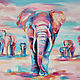 Oil painting with elephants 'In the clouds' 60/80 cm. Pictures. Painting World of Marina Lesina. Online shopping on My Livemaster.  Фото №2