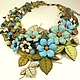 Waltz Sunny Turquoise. Necklace, flowers. Natural stones, leather, Necklace, St. Petersburg,  Фото №1