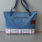 Сумки и аксессуары handmade. Livemaster - original item Crossbody bag: Combination Bag Tote Bag Jeans Makeover. Handmade.