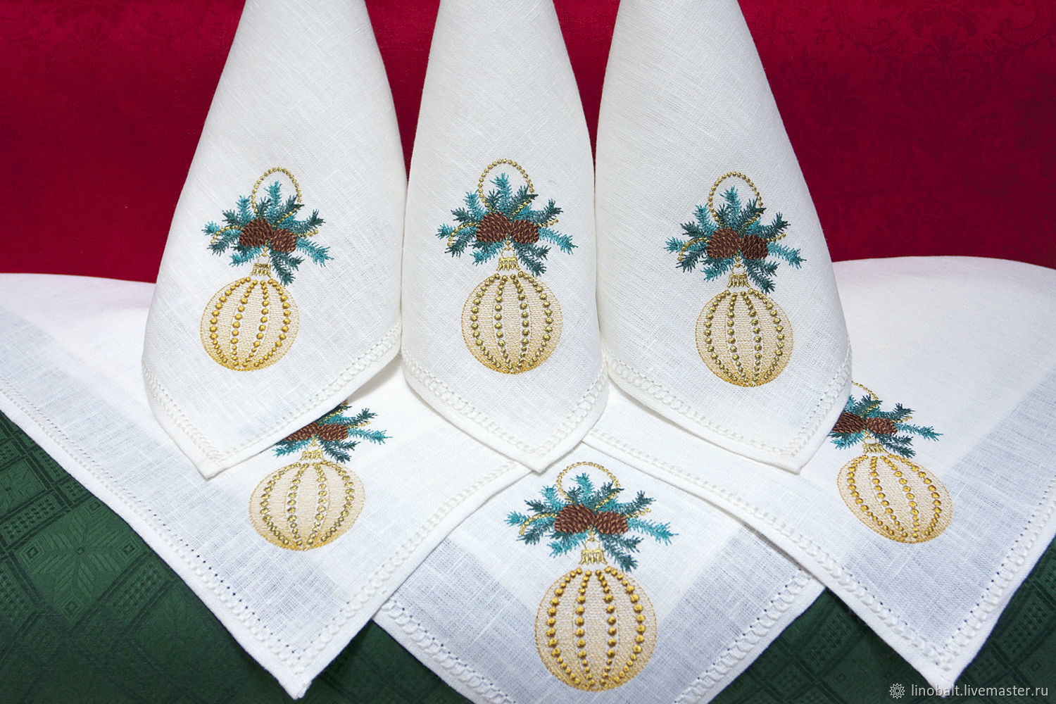Новогодние салфетки с вышивкой и мережкой – заказать на Ярмарке ...