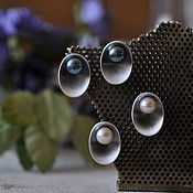 Украшения handmade. Livemaster - original item Silver beads with black pearls, stud earrings, silver beads. Handmade.