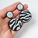 Zebra Heart Brooch and Zebra Earrings Black and White Embroidery. Brooches. Zveva. My Livemaster. Фото №6