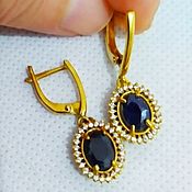 Украшения handmade. Livemaster - original item Gold 585 earrings with natural sapphire and diamonds. Handmade.
