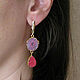 Earrings of druse agate and quartz, pink earrings red gift. Earrings. Irina Moro. My Livemaster. Фото №6