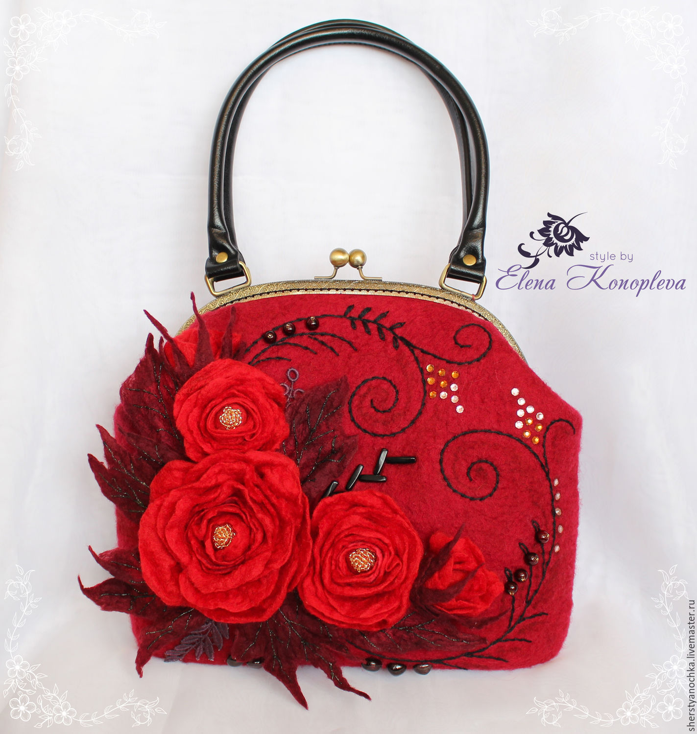 Bag Red Rose felted wool, Classic Bag, Nizhny Novgorod,  Фото №1