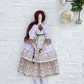 Кукла Тильда интерьерная текстильная в стиле Tilda. Сирень на снегу