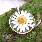 Украшения handmade. Livemaster - original item Transparent Camomile Pendant Real Flower White Botany Eco Decoration. Handmade.