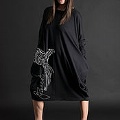 Одежда handmade. Livemaster - original item Black Maxi dress with Parrot print - DR0303PM. Handmade.