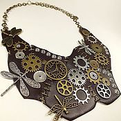 Украшения handmade. Livemaster - original item Time Endangered Dragonflies. Necklace. Metal, genuine leather. Steampunk. Handmade.