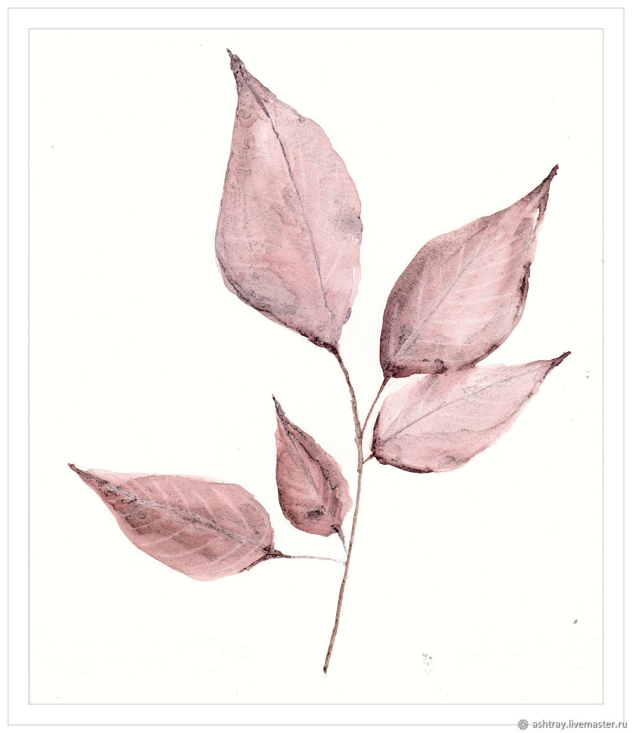 'Marsala ' watercolor painting (leaves, botany), Pictures, Korsakov,  Фото №1