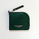  Кожаный кошелек бумажник на молнии Emerald green, Кошельки, Москва,  Фото №1
