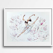 Картины и панно handmade. Livemaster - original item Fly ballet Magnolia - watercolor painting. Handmade.