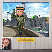 Сувениры и подарки handmade. Livemaster - original item Cartoon, painting, gift to a military man. A man in a military uniform. Handmade.