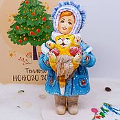 Сувениры и подарки handmade. Livemaster - original item Christmas toys: made of cotton wool Tanya with a kitten. Handmade.