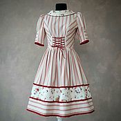 Одежда ручной работы. Ярмарка Мастеров - ручная работа American cotton striped dress. Handmade.