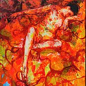 Картины и панно handmade. Livemaster - original item Nude painting 40 by 30 cm erotic painting orange painting. Handmade.