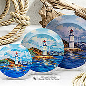 Картины и панно handmade. Livemaster - original item Decorative plates Tokarevsky lighthouse. Vladivostok. Handmade.