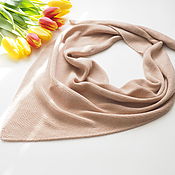 Аксессуары handmade. Livemaster - original item scarves: Knitted kerchief beige handkerchief knitted. Handmade.