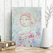 Картины и панно handmade. Livemaster - original item Lady in roses, oil painting. Stylized picture. Handmade.
