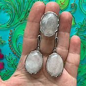 Украшения handmade. Livemaster - original item Earrings and ring with moonstone and rose quartz. RUSSIA.. Handmade.