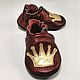 Maroon Baby Shoes, Golden Crown Slippers, Baby Girl Moccasins. Footwear for childrens. ebooba. Online shopping on My Livemaster.  Фото №2