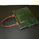 Leather bag. Bag-folder green pul-ap / red-brown, Classic Bag, St. Petersburg,  Фото №1