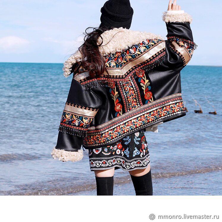 Jacquard braid embroidered with stones and beads for jackets in boho style, braid, Podolsk,  Фото №1