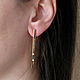 Order Long gold-plated earrings, track earrings with cubic zirconia sticks. Irina Moro. Livemaster. . Earrings Фото №3