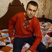 Русский стиль handmade. Livemaster - original item Slavic linen shirt red. Handmade.