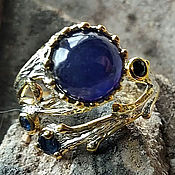 Украшения handmade. Livemaster - original item 925 silver ring with natural blue sapphires. Handmade.