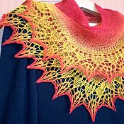 Аксессуары handmade. Livemaster - original item Mini fishnet shawl openwork woolen warm cape knitted by Comet. Handmade.