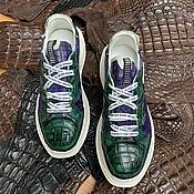 Обувь ручной работы handmade. Livemaster - original item Sneakers made of the abdominal part of genuine crocodile leather, in two colors.. Handmade.