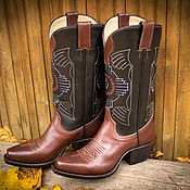 Обувь ручной работы handmade. Livemaster - original item Cowboy boots made of genuine leather black and brown. Handmade.
