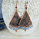 Copper earrings in Oriental style Indian earrings ethnic Blue, Earrings, Ulan-Ude,  Фото №1